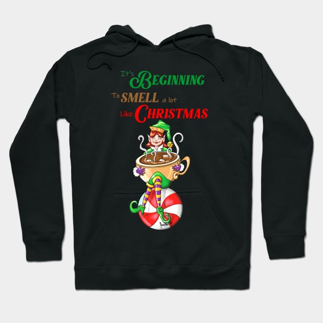 Christmas Coffee saying  or hot cocoa happy elf Hoodie by SidneyTees